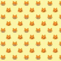 Print vector seamless pattern background with character cat , laugh and angry