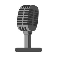 micrófono retro antiguo. equipos de sonido de audio para radio y podcasts. el símbolo de los años 90. un icono plano con un contorno. ilustración vectorial de color aislada en un fondo blanco.