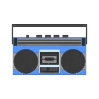 Vintage hipsters tape recorder for listening to music on audio cassettes. An old musical technique for a mix tape. The symbol of the 90s. Color vector icon isolated on a white background.