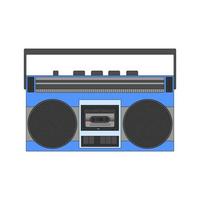 Vintage hipsters tape recorder for listening to music on audio cassettes. An old musical technique for a mix tape. The symbol of the 90s. Color vector icon isolated on a white background.