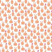 Abstract seamless pattern of hand gestures with manicure. the heart after clicking your fingers, okay, victory. Vector illustrations in a flat cartoon style on a white background.