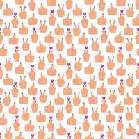Abstract seamless pattern of hand gestures with manicure. the heart after clicking your fingers, okay, victory. Vector illustrations in a flat cartoon style on a white background.