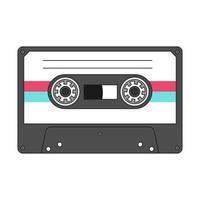 Retro vintage mixtape. Audio cassette in retro style. Mix tape is a musical symbol of the 80s and 90s. Audio equipment for analog music records. An illustration with an outline isolated on white. vector