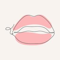 dibujo continuo de una línea de labios. logotipo de labios rosados de mujer para maquillaje. ilustración vectorial minimalista para carteles, tarjetas, banner, plantilla, elemento de diseño, web. vector