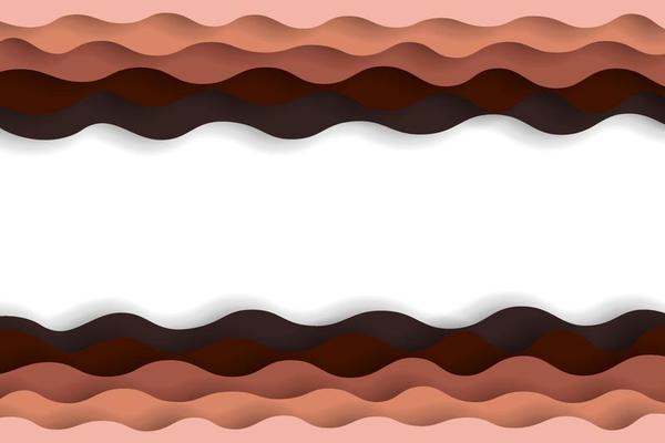Paper art abstract brown water waves. Origami design template. Vector illustration