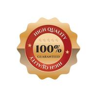 Red guaranteed badge with gold border vector