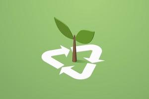símbolo de reciclaje y retoño de árbol verde vector