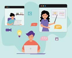 teacher and student online learning flat design illustration vector