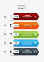 concepto de negocio de plantilla infográfica con flujo de trabajo. vector