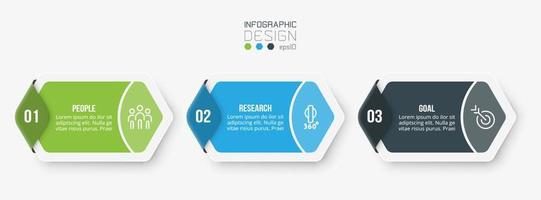 concepto de negocio de plantilla infográfica con paso. vector