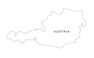 mapa de austria de arte lineal. mapa de línea continua de europa. ilustración vectorial esquema único. vector