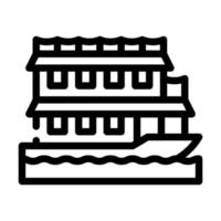 floating boat house line icon vector illustration