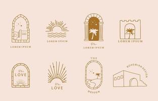 Collection of line design with sun,window,building.Editable vector illustration for social media,icon