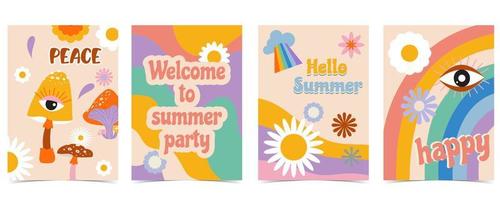 Retro 70s and 80s teenager background design in pop and groovy style vector