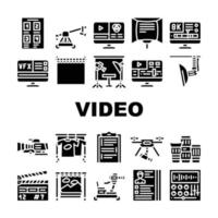 conjunto de iconos de producción y creación de video vector