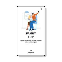 Family Trip In Airplane Summer Vacation Vector