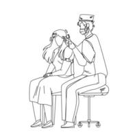 Audiologist Checking Patient Girl Ears Vector