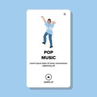 Pop Music Lover Boy Listen In Earphones Vector