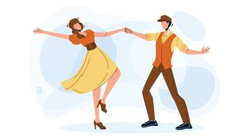 Swing Dance Party Dancing Young Couple Vector