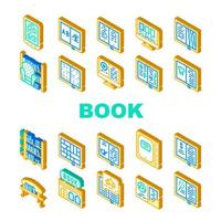 libro biblioteca tienda colección iconos conjunto vector