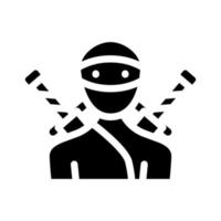 Ilustración de vector de icono de glifo de personaje de fantasía ninja