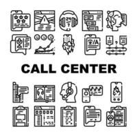 Call Center Service Collection Icons Set Vector