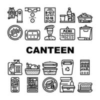 School Canteen Menu Collection Icons Set Vector