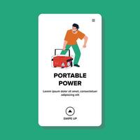 Portable Power Generator Tool Starting Man Vector