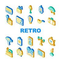 Retro Stuff Devices Collection Icons Set Vector