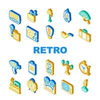 conjunto de iconos de colección de dispositivos de cosas retro vector