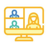video conference computer software color icon vector illustration