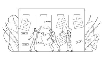 Ilustración de vector de tareas de trabajo de ejecución ágil de empresarios
