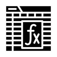 fórmula y función documento electrónico glifo icono vector ilustración