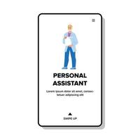 Personal Assistant Standing With Tablet Vector