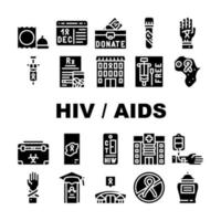 Hiv And Aids Disease Collection Icons Set Vector