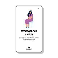 Woman On Chair Sit And Waiting Interview Vector