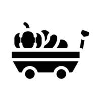 cart with autumn vegetables glyph icon vector illustration