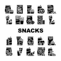 bocadillos comida y bebida colección iconos conjunto vector
