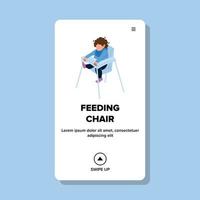 In Feeding Chair Sitting Little Boy Child Vector