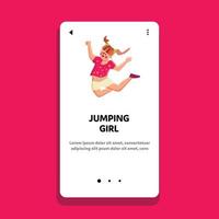 Jumping Girl In Air And Celebrate Victory Vector
