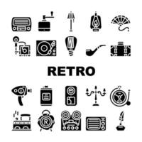 Retro Stuff Devices Collection Icons Set Vector