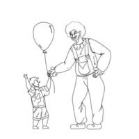 Clown Giving To Little Boy Child Balloon Vector