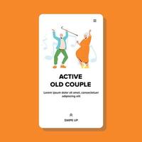 Active Old Couple Dancing Dance Funny Time Vector