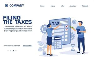 filing the taxes illustration. Landing page template. suitable for landing page ui web app. vector