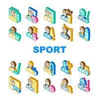 Male Sport Activities Collection Icons Set Vector
