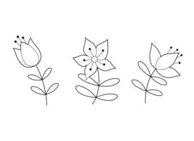conjunto de flores abstractas para elemento de diseño página de libro para colorear para niños vector