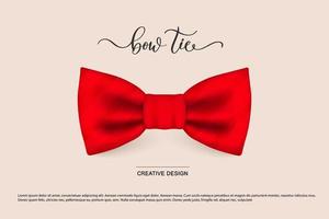 Vector icon of a red striped bow tie highlighted on a pink background with an inscription. Hipster style