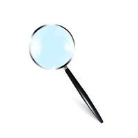 Vector 3d Realistic metal Magnifying Glass, Magnifying Glass Icon Close-up, highlighted on a white background. Magnifying glass design template. Top view