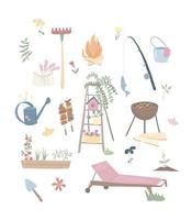 A set of gardening equipment necessary for gardening. Gardening, growing plants. Recreation in nature and in the summer cottage. vector