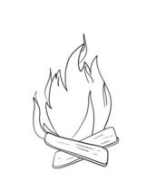 Bonfire icon. Doodle illustration of bonfire with firewood for web, sites, flyers. vector